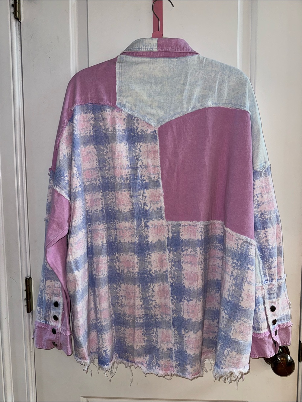 Blue Velvet Patchwork Denim Shacket - Shirt Jacket - NWT - Picture 5 of 11